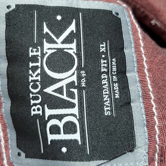 Buckle black standard fit western style button up long sleeve rust red - Picture 6 of 7